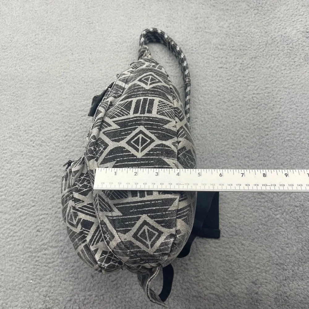 Kavu Rope Bag Gray Black Geometric Tribal Canvas Sling Backpack Unisex Crossbody